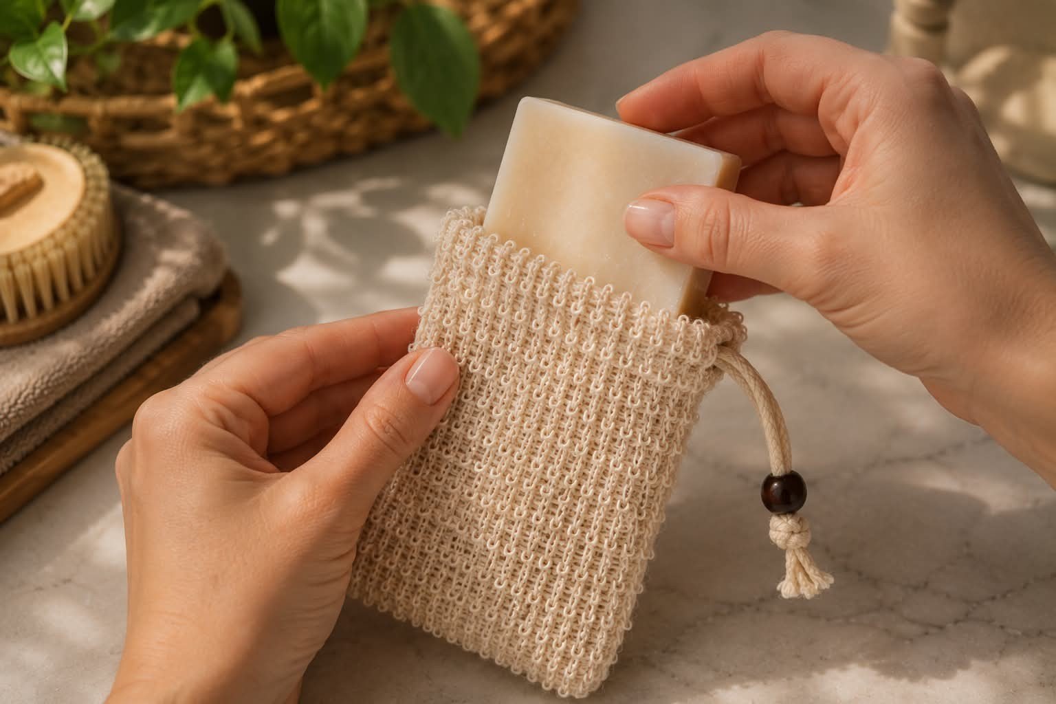Sisal Soap Saver Pouch — Accessory