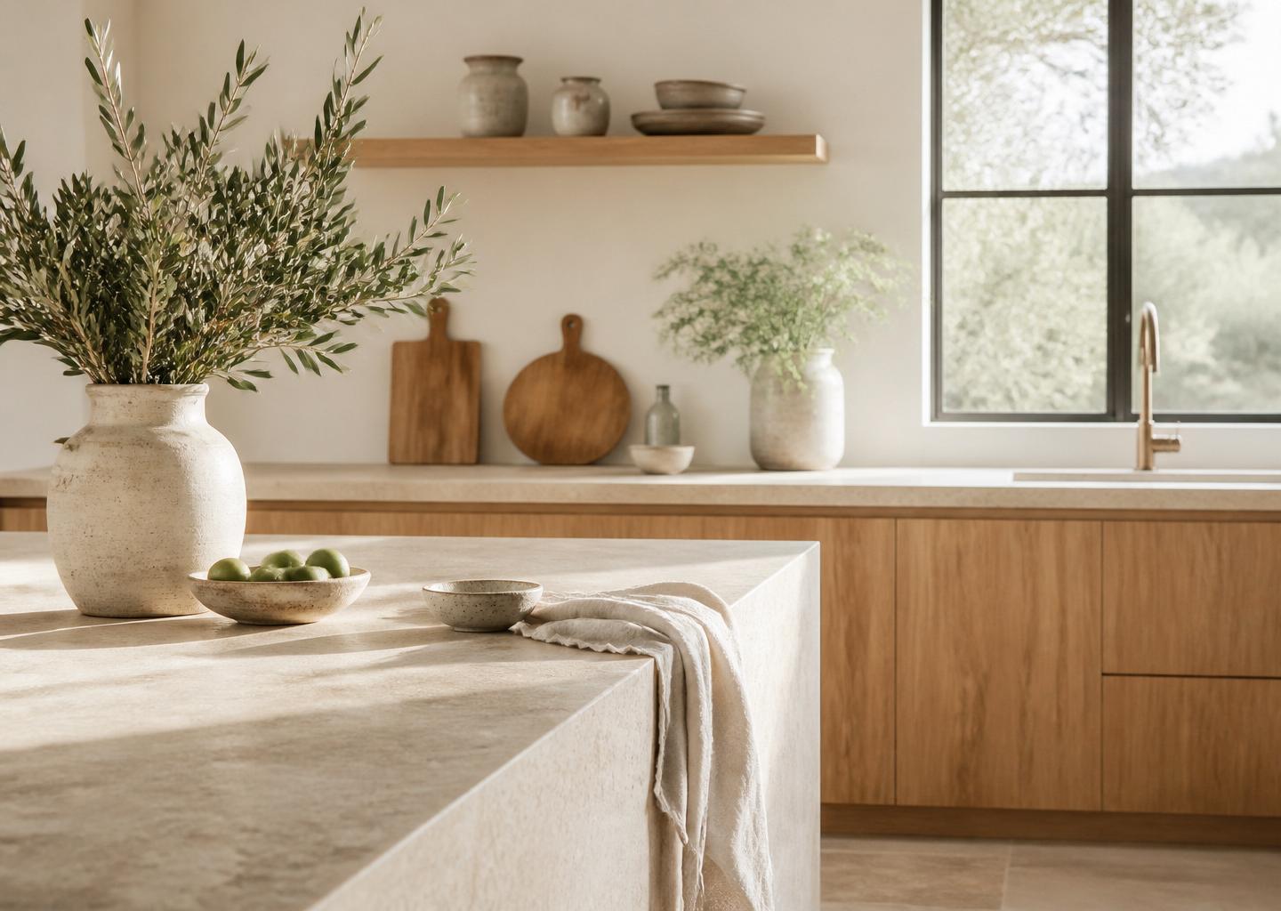 A calm, naturally lit kitchen kept with everyday care